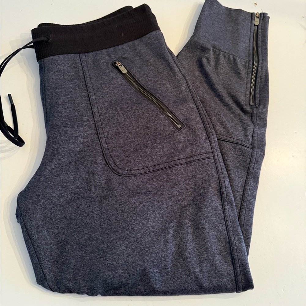 Athleta Jogger Sweatpants Utility Zippers Grey Black Size Small